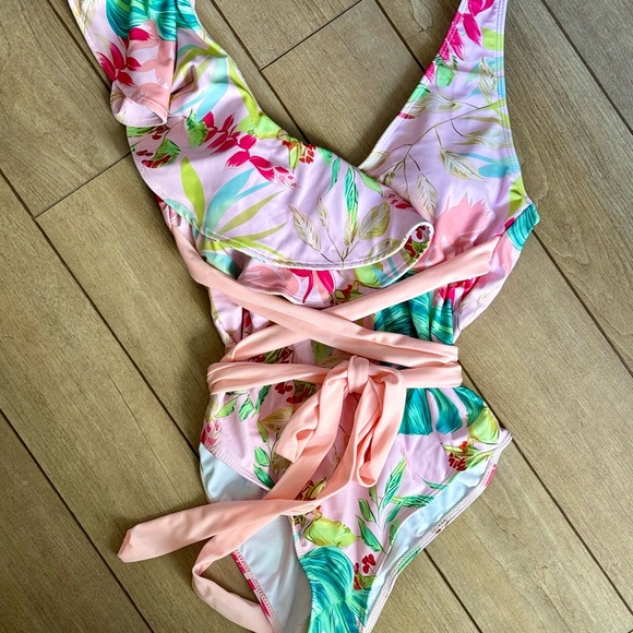 Pink Tropical Palm Bathing Suit - Picture 7 of 7